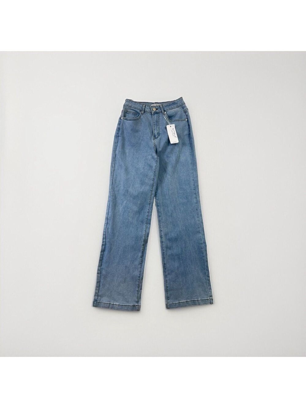 Ettelo Blue Straight Wide Leg High Waisted Jeans Women’s 25x30 Size 6 NWT